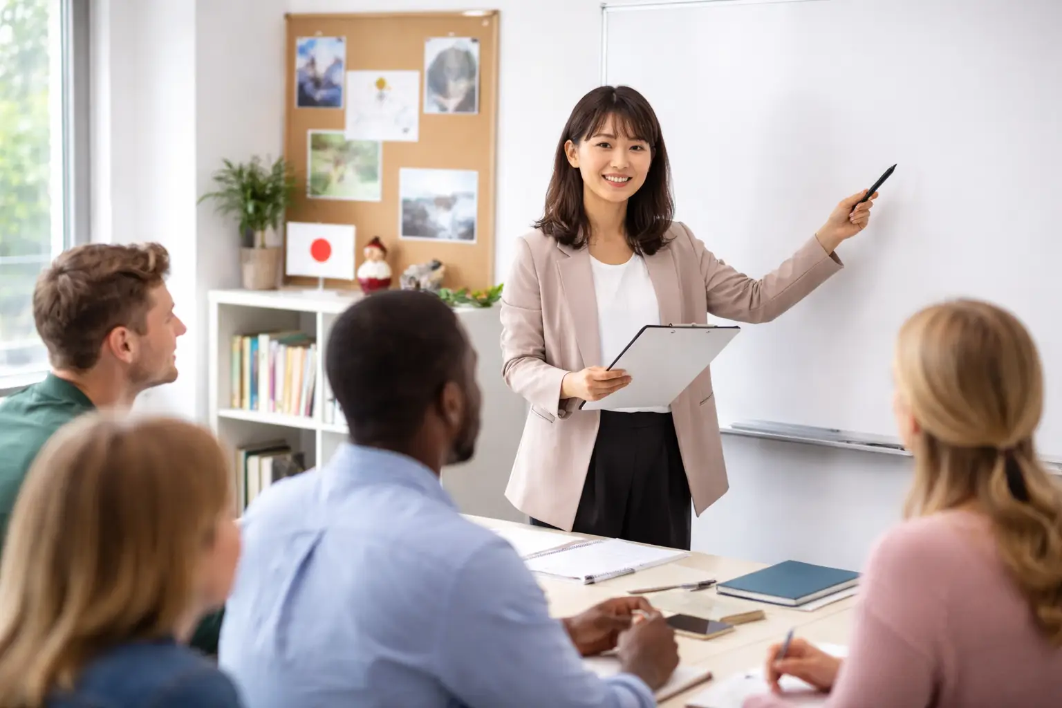 Foreign engineers receiving Japanese language education
